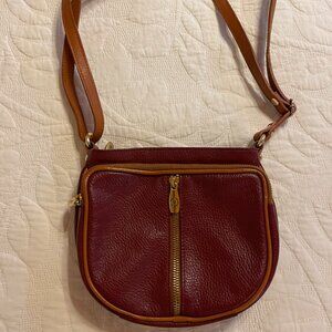 Valentina burgundy leather shoulder strap small purse